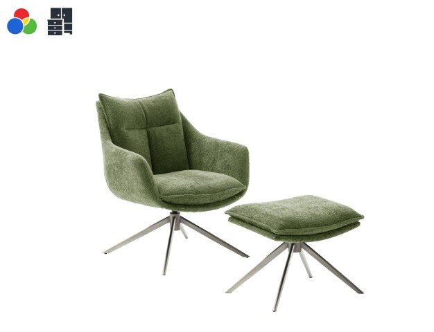 Drehsessel >PARKER< 360° drehbar, Loungesessel inkl. Hocker, verschiedene Farben - 76x83x79cm (BxHxT)