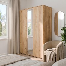 Drehtürenschrank >LISSON< in Mauvella Eiche Dekor - 129,5x193,7x60,2cm (BxHxT)