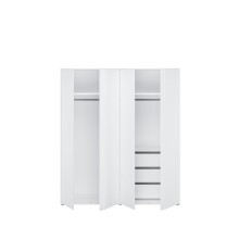 Drehtürenschrank >LISSON< 3 Schubladen, in Weiss - 169,1x193,7x60,2cm (BxHxT)