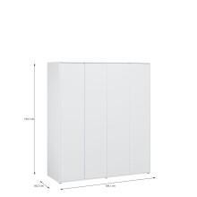 Drehtürenschrank >LISSON< 3 Schubladen, in Weiss - 169,1x193,7x60,2cm (BxHxT)