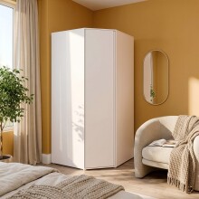 Eckkleiderschrank >LISSON< in Sand - 92,2x193,7x92,2cm (BxHxT)