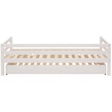 Bett >Athen< inkl. Lattenrost, Weiß, Kiefer massiv - 208x60x98cm (BxHxT)