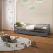 Bett >Athen< inkl. Lattenrost, Grau, Kiefer massiv - 208x60x98cm (BxHxT)