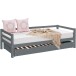 Bett >Athen< inkl. Lattenrost, Grau, Kiefer massiv - 208x60x98cm (BxHxT)