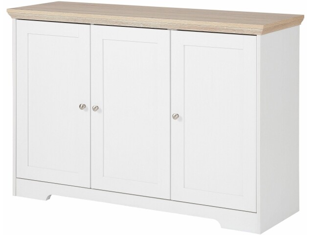 Sideboard >Nantes< in Weiß / Eiche Dekor - 118x80x39cm (BxHxT)