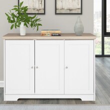 Sideboard >Nantes< in Weiß / Eiche Dekor -...