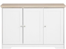 Sideboard >Nantes< in Weiß / Eiche Dekor - 118x80x39cm (BxHxT)