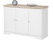 Sideboard >Nantes< in Weiß / Eiche Dekor - 118x80x39cm (BxHxT)