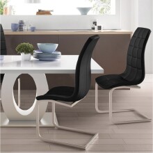 Freischwinger >Lyon< (4er-Set) in Schwarz, PU - 52x101x54cm (BxHxT)