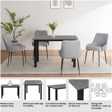 Esstisch >Duisburg< in Grau Beton-Dekor, MDF - 120x76x80cm (BxHxT)