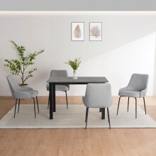 Esstisch >Duisburg< in Grau Beton-Dekor, MDF - 120x76x80cm (BxHxT)
