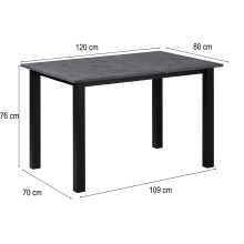 Esstisch >Duisburg< in Grau Beton-Dekor, MDF - 120x76x80cm (BxHxT)