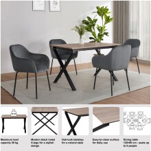 Esstisch >Istanbul< in Eiche Dekor braun, MDF - 80x76x120cm (BxHxT)