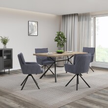 Esstisch >Lisboa< in Eiche Dekor , MDF/Metall - 160x76x90cm (BxHxT)