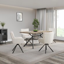 Esstisch >Lisboa< in Eiche Dekor , MDF/Metall - 160x76x90cm (BxHxT)