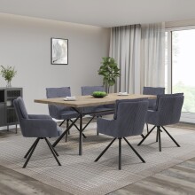 Esstisch >Lisboa< in Eiche Dekor, MDF/Metall - 200x76x100cm (BxHxT)