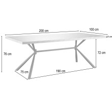 Esstisch >Lisboa< in Eiche Dekor, MDF/Metall - 200x76x100cm (BxHxT)
