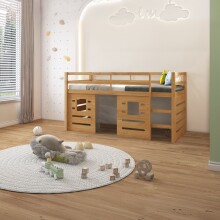 Hochbett >Athen< in Natur, Kiefer - 208x111x103cm...