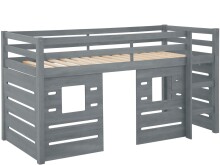Hochbett >Athen< in Grau, Kiefer - 208x111x103cm...