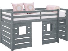 Hochbett >Athen< in Grau, Kiefer - 208x111x103cm (BxHxT)