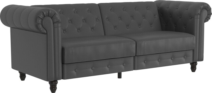 Schlafsofa >Firenze< in Grau, Polyurethan - 236x83x87cm (BxHxT)