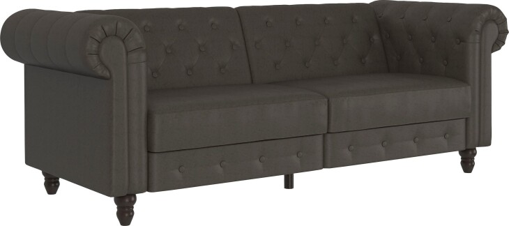 Schlafsofa >Firenze< in Grau, Mikrofaser - 236x83x87cm (BxHxT)