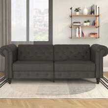 Schlafsofa >Firenze< in Grau, Mikrofaser - 236x83x87cm (BxHxT)