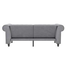 Schlafsofa >Firenze< in Grau, Samt - 236x83x87cm (BxHxT)