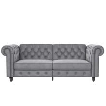 Schlafsofa >Firenze< in Grau, Samt - 236x83x87cm (BxHxT)