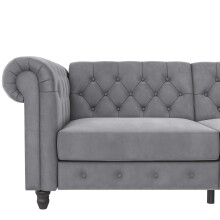 Schlafsofa >Firenze< in Grau, Samt - 236x83x87cm (BxHxT)