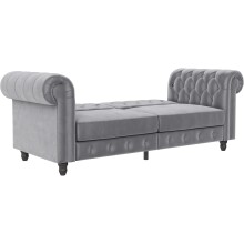 Schlafsofa >Firenze< in Grau, Samt - 236x83x87cm (BxHxT)