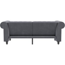 Schlafsofa >Firenze< in Grau, Samt - 236x83x87cm (BxHxT)