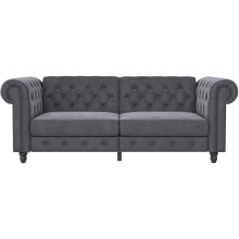 Schlafsofa >Firenze< in Grau, Samt - 236x83x87cm (BxHxT)