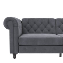 Schlafsofa >Firenze< in Grau, Samt - 236x83x87cm (BxHxT)