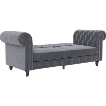 Schlafsofa >Firenze< in Grau, Samt - 236x83x87cm (BxHxT)