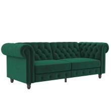 Schlafsofa >Firenze< in Grün, Samt -...