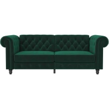Schlafsofa >Firenze< in Grün, Samt - 236x83x87cm (BxHxT)