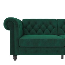 Schlafsofa >Firenze< in Grün, Samt - 236x83x87cm (BxHxT)