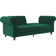 Schlafsofa >Firenze< in Grün, Samt - 236x83x87cm (BxHxT)