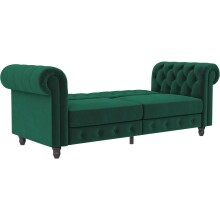 Schlafsofa >Firenze< in Grün, Samt - 236x83x87cm (BxHxT)