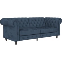 Schlafsofa >Firenze< in Blau, Samt - 236x83x87cm...