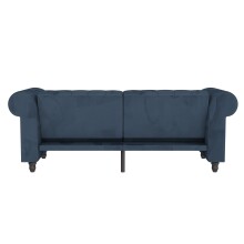 Schlafsofa >Firenze< in Blau, Samt - 236x83x87cm (BxHxT)