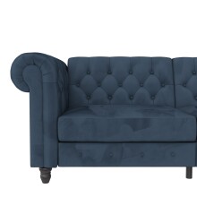 Schlafsofa >Firenze< in Blau, Samt - 236x83x87cm (BxHxT)