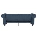 Schlafsofa >Firenze< in Blau, Samt - 236x83x87cm (BxHxT)