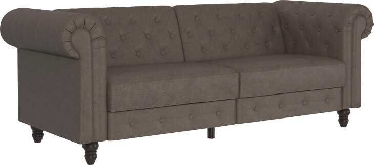 Schlafsofa >Firenze< in Braun Mikrofaser - 236x83x87 (BxHxT)