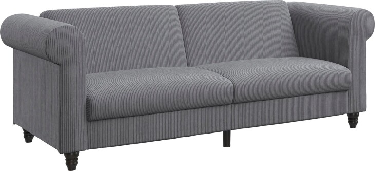 Schlafsofa >Firenze II< in Grau, Cord - 236x83x87cm (BxHxT)