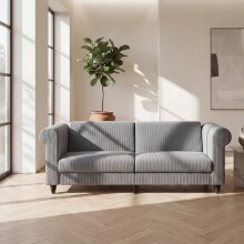 Schlafsofa >Firenze II< in Grau, Cord - 236x83x87cm...