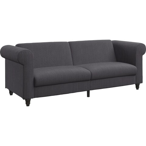 Schlafsofa >Firenze II< in Anthrazit, Cord - 236x83x87cm (BxHxT)