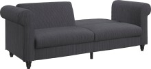 Schlafsofa >Firenze II< in Anthrazit, Cord - 236x83x87cm (BxHxT)