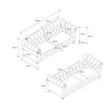 Schlafsofa >Firenze II< in Anthrazit, Cord - 236x83x87cm (BxHxT)